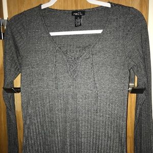 Long Sleeve Lace Up Top